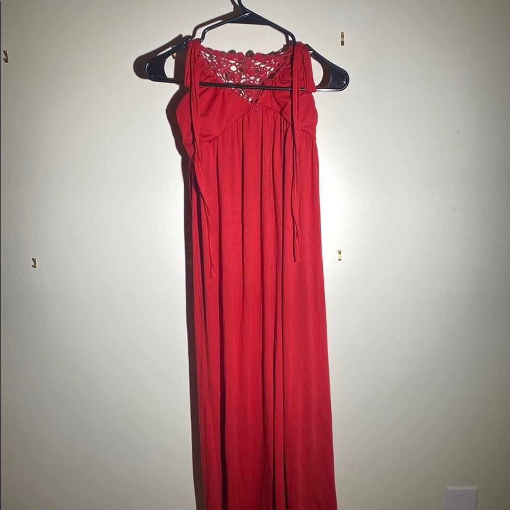 Red Spaghetti Strap Maxi Gown for Cocktail